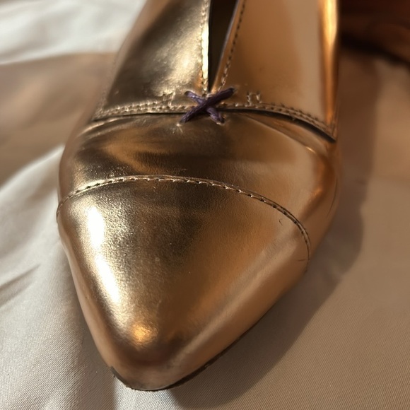 Jay Adoni Vero Cuoio Rose Gold Leather Slip On Pink Pointed Toe Flat W size 7.5 - Picture 12 of 12